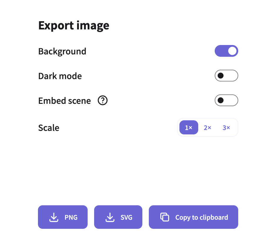 Excalidraw export settings